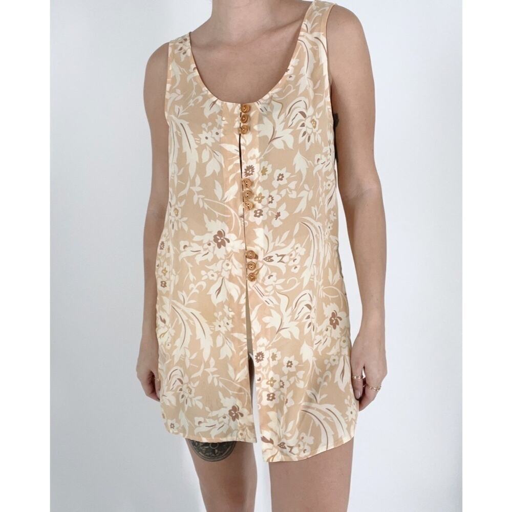 Vintage Victoria's Secret Gold Label Floral Cream Slit Intimate Dress Size Small